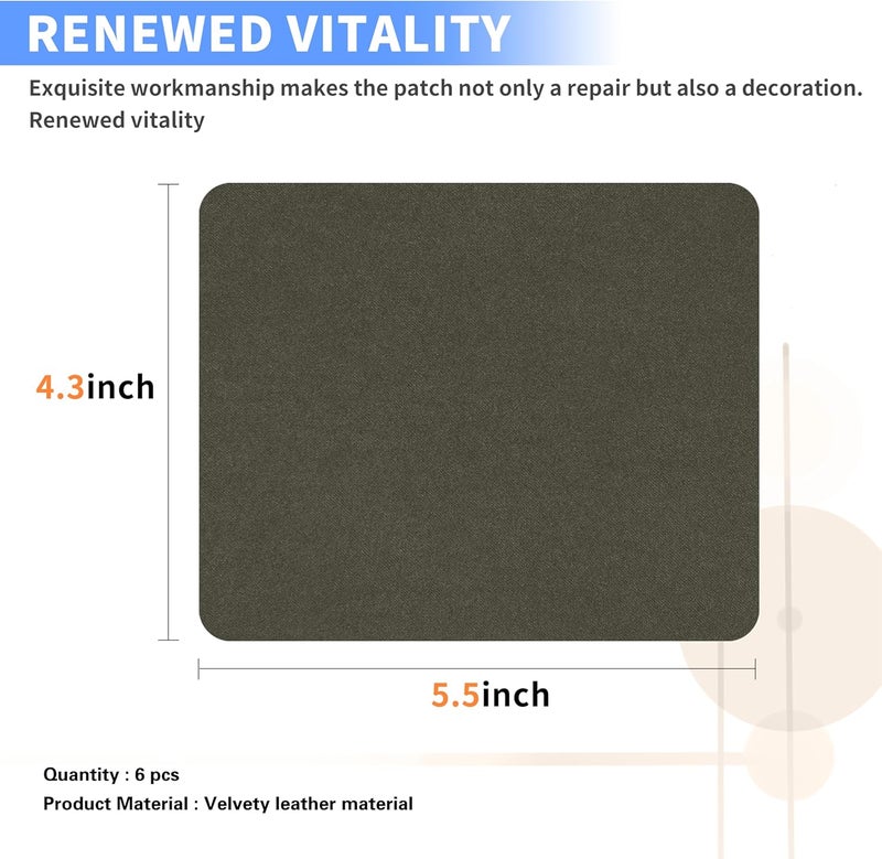 Azobur Sofa Fabric Repair Patch, 6 Piece Microfiber Patches, Self Adhesive Fabric Sofa Patch Repair Fabric, Luxurious Look, Quick Fix Sofa.（Olive Green） - Image 2